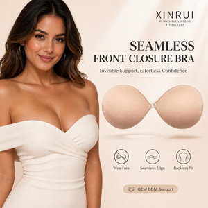 Reggiseno da donna sexy <span class=keywords><strong>push</strong></span>-<span class=keywords><strong>up</strong></span> invisibile monopezzo con bordo avvolgente, beige e <span class=keywords><strong>nero</strong></span>, coppa 3/4, senza cuciture, senza spalline, senza schienale, senza ferretto, con chiusura frontale - Product Image 1