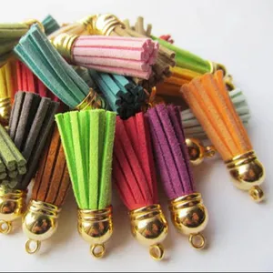 Silverトーン/Bronze/Golden Plastic Handbag Tassels Colorful Korean Fleece Suede Cord Chamois Macrame Bag Component