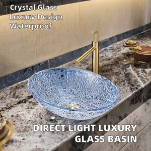 Lavabo de Cristal Ovalado de Diseño de Lujo, Directo de Fábrica, para Baños de Hoteles - Product Image 2