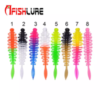 Afishlure – leurres de pêche en forme de ver, 55mm, 1.2g, 15 pièces, Mini leurre souple à queue unique, appât lumineux pour la pêche en mer