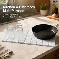Tapis en terre de diatomée ultra absorbant à séchage rapide, motif marbre, pliable, pour la vaisselle, les bouteilles, les tasses et le comptoir de cuisine
