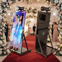 65 Cabine Photo Portable Miroir Magique avec Écran Tactile et Cadre LED pour Événements - Livraison Directe
