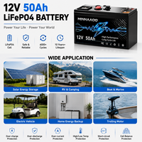 Baterai LiFePO4 12V 50Ah Siklus Dalam untuk RV, Solar, Kapal Laut, Golf Cart, Cadangan Daya Rumah