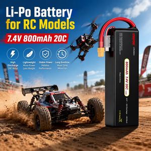 범용 RC 모델 배터리 2S 7.4V 800mAh 20C 리튬폴리머 배터리 (리모컨 자동차, 항공기, 선박용) - Product Image 6