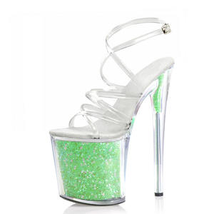 Piattaforma con paillettes colorate <span class=keywords><strong>tacco</strong></span> alto 20 cm anello piede fibbia tacchi alti sexy tubo d'acciaio danza tacchi alti sandali grandi da donna - Product Image 3