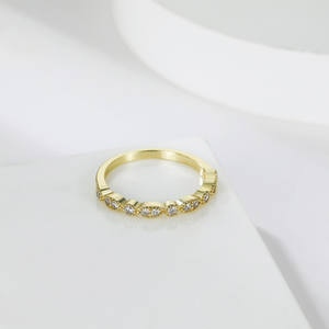 Grosir cincin zirkon pertunangan 14K berlapis emas wanita janji kustom Sterling cincin perak - Product Image 2