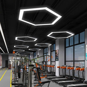 Hình lục giác trần ánh sáng tuyến tính đèn Mặt dây chuyền hình lục giác treo đèn chùm Văn phòng Phòng tập thể dục chiếu sáng cho cửa hàng phòng tập thể dục siêu thị - Product Image 2