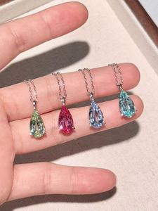 เครื่องประดับ UM เงินแท้ 925 ชุบทอง 18K จี้พลอยสีสังเคราะห์ สร้อยคอเงิน สำหรับใส่ทุกวัน ของขวัญงานแต่งงาน งานปาร์ตี้ - Product Image 6
