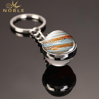 Porte-clés sphérique Planète Galaxie Univers Noble, dôme en cristal double face, thème astronomique, en métal, cadeau
