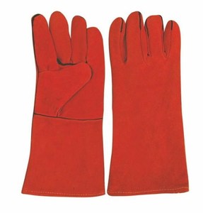 लंबी आस्तीन गर्मी प्रतिरोधी गाय विभाजन चमड़े वेल्डिंग दस्ताने - Product Image 6