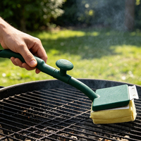 Grattoir de four robuste avec poignée amovible et chiffon de nettoyage - Outil de nettoyage 5-en-1 pour barbecue et cuisine