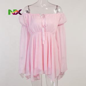 <span class=keywords><strong>Robe</strong></span> Courte <span class=keywords><strong>Moulante</strong></span> Femme Unie Automne à Volants en Maille Manches Longues Sans Col pour Soirée, Mini Bodycon en Dentelle, <span class=keywords><strong>Bustier</strong></span> Corset Amincissant - Product Image 4