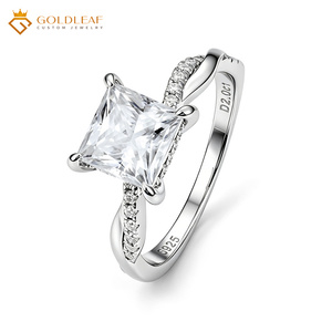 Anillo de Compromiso Goldleafgem Personalizado con Moissanita de Corte Marquesa de 1CT 2CT, Chapado en Plata S925, Certificado por Terceros, Regalo Moderno - Product Image 2