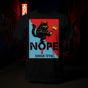 Camiseta No Kings No Kings October 18 con gráfico de corona de gato negro desde 1776 - Product Image 3