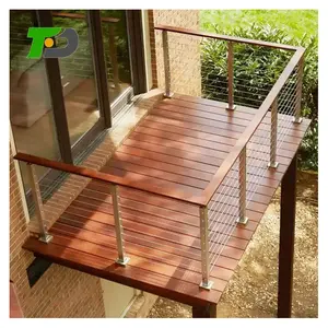 Kits de balustrade en fil rond DF Garde-corps en métal fini brossé avec poteaux de pont montés sur câble de 42 "pour applications de revêtement de sol de villa