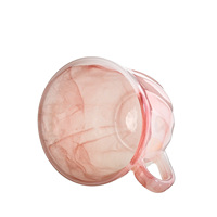 Samyo Vente en gros en usine Personnaliser la conception de la texture du marbre Couleur rose pour boire du thé Tasse à café Tasse en verre avec soucoupe