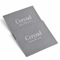Cartes de présentation de bijoux en papier texturé gris de luxe Cerynd, avec logo blanc personnalisé imprimé, pour colliers et boucles d'oreilles, emballage avec insert