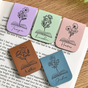 Marcapáginas de Cuero con Esquina Personalizada, Marcapáginas Magnético de Cuero PU con Nombre Personalizado para Libros, <span class=keywords><strong>Regalo</strong></span> <span class=keywords><strong>Único</strong></span> para Amantes de los Libros - Product Image 1