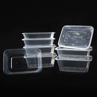 Boîte à lunch rectangulaire jetable de 1000 ml, en PP transparent épaissi, avec revêtement UV, pour nouilles, sushis, salades, plats rapides, bento, soupe, à emporter