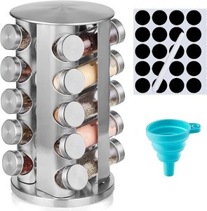 Rotating Spice Rack Organizer for Cabinet 20 Jar Countertop Rack Tower Revolving Seasoning Spice Rack