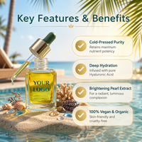 Aceite Facial de Ácido Hialurónico Prensado en Frío Natural y Orgánico HKH, Marca Privada, Fabricante OEM, Logotipo Personalizado, Fórmula Personalizada, Dulce