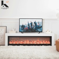 Meuble TV élégant pour cheminée, meuble TV moderne de luxe avec tiroirs de rangement et étagères