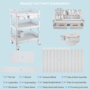Chariot roulant à 3 niveaux pour esthéticienne, salon de beauté SPA, hôpital commercial, bureau, laboratoire, chariot avec tiroirs