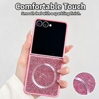 Coque de téléphone de luxe scintillante C0411 pour Samsung Z Flip 8 7 6 5 4 3, avec chargement sans fil magnétique et effet bling