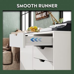 Armadio comò in legno a 5 cassetti con porta, armadietto <span class=keywords><strong>mobile</strong></span>, supporto per stampante adatto per l'home office - Product Image 5