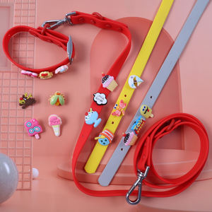 Okeypets, suministros para mascotas, <span class=keywords><strong>Collar</strong></span> de perro de cuero de Color sólido personalizado con accesorios de patrón bonito DIY, <span class=keywords><strong>Collar</strong></span> para mascotas para perros pequeños - Product Image 5