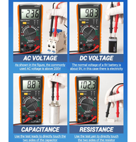DT9205A Multimeter AC/DC profesional, alat pendeteksi pengukur tegangan kapasitor HFE Ohm True RMS
