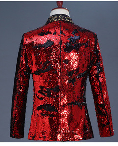 Mens <strong>Sparkling</strong> Sequins Blazer Shawl Collar Tuxedo <strong>Jacket</strong> for Wedding Party Nightclub Stage Performance Suit - Product Image 5
