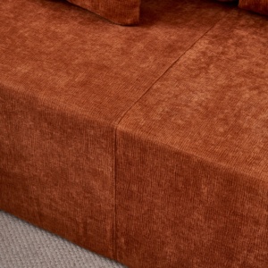 Moderno Conjunto de Sofá Chenille de Alta Compresión con Múltiples Asientos y Cojín, Sofá Cuadrado Acolchado de Lujo para Apartamento o Villa, Color Naranja - Product Image 6