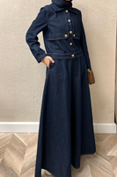 Robe musulmane YKD068 pour femmes, vêtements islamiques, hijabs, tissu agréable, design haut de gamme, poches latérales pratiques.