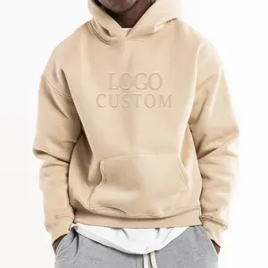 Custom Logo 400G Hoodie Streetwear Unisex Print Effen Reliëf Oversized Pullover Sweatshirt Anime Blanco Heren Hoodies