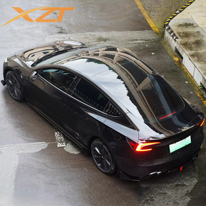 Nouvel ensemble aérodynamique style turbo effet carbone (lame avant, diffuseur arrière, jupes latérales) pour <span class=keywords><strong>Tesla</strong></span> <span class=keywords><strong>Model</strong></span> <span class=keywords><strong>3</strong></span> 2023+ - Product Image 3
