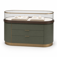 Vitrine de présentation de bijoux écologique personnalisée avec éclairage LED, en verre, bois et acier inoxydable, durable, pour exposition et vente au détail
