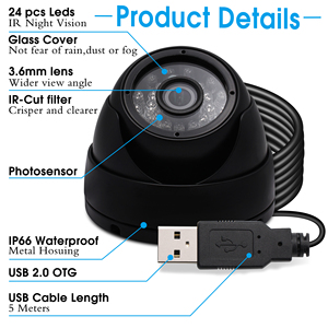 Elp 2MP IR Night Vision máy ảnh CMOS OV2710 màu không thấm nước 1080p 30fps <span class=keywords><strong>video</strong></span> an ninh hồng ngoại <span class=keywords><strong>USB</strong></span> <span class=keywords><strong>Camera</strong></span> cho monitorting - Product Image 5