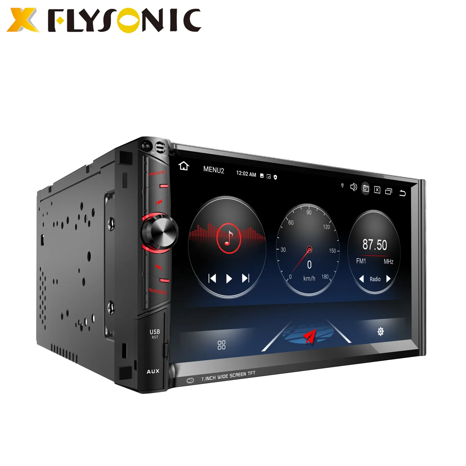 Flysonic高精細1280 * 720 QLEDスクリーン2 32G7インチカーステレオCarplayAndroidオートBTナビゲーションAndroidカーラジオ