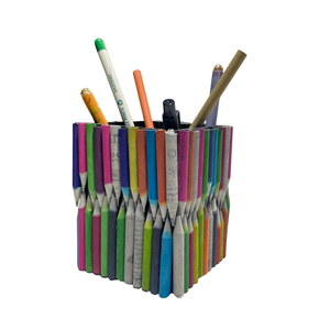 Porte-crayons en papier recyclé blanc, écologique, organiseur de bureau, boîte de rangement de papeterie unique - Product Image 5