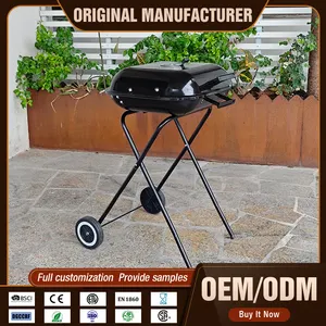 Camping Stand Outdoor Patio Bbq Grill Easy Clean Portable Foldable Lid Square Charcoal Barbecue Grill