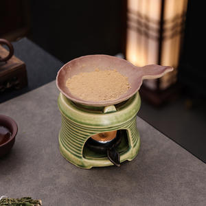 Réchaud à alcool gris cendré minimaliste, série pièce unique, accessoire de chauffe-thé pour décoration de table à thé, infuseur parfum cèdre - Product Image 3