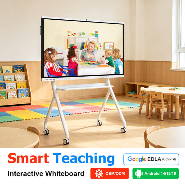 LCD Touch Smart Board 4K Interactive Flat Panel for Meeting Room Collaboration Android 15 40-Point Touch Google EDLA CB CE FCC