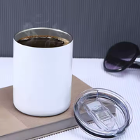 Gobelet de voyage droit de 10 oz avec logo personnalisé, blancs pour sublimation sans couture, gobelet à couvercle coulissant, mug sans poignée, bouteille d'eau isolée sous vide