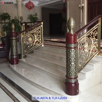 Colonne d'escalier en laiton de luxe au design européen traditionnel, montée au sol, pour villa, balustrades décoratives intérieures, garde-corps