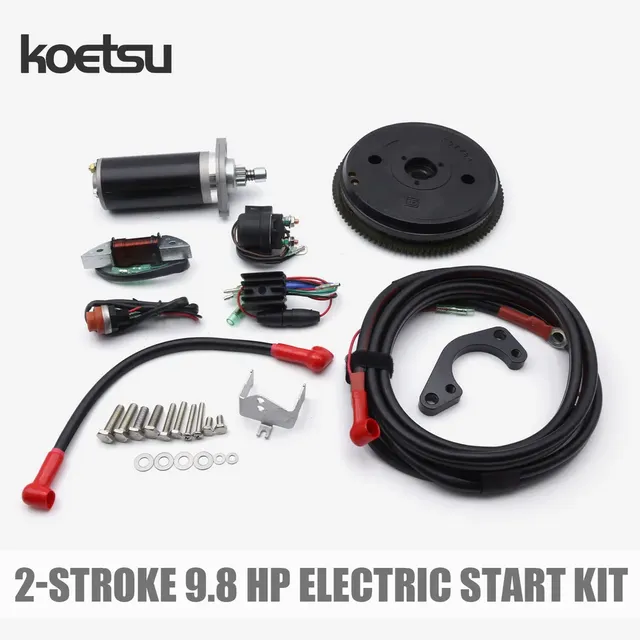 New KOETSU Electric Start Kit Compatible with Tohatsu 9.8 HP 2-Stroke Outboard Motors 3B2-06194-1 350-76010-0