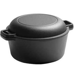 Cuisson Poêle À Pain Friture Ragoût 2-<span class=keywords><strong>en</strong></span>-1 Multifonctionnel Deux Oreilles <span class=keywords><strong>En</strong></span> <span class=keywords><strong>Fonte</strong></span> Émail Néerlandais Pot Noir Rond Casserole Marmite - Product Image 1