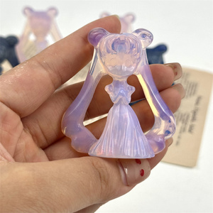 Piccolo cartone animato carino intaglio <span class=keywords><strong>di</strong></span> cristallo artigianato <span class=keywords><strong>rosa</strong></span> opale blu avventurina marinaio <span class=keywords><strong>luna</strong></span> <span class=keywords><strong>pietra</strong></span> per la decorazione - Product Image 3