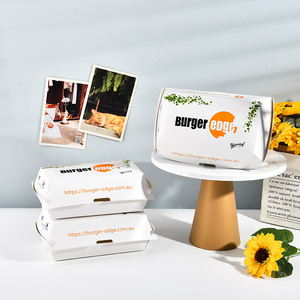 Eco-vriendelijke waterdichte rechthoekige hamburgerdozen van voedselveilige kwaliteit met goudfolie UV/hete stamping matte laminatie vierkleuren bedrukking voor snacks - Product Image 2