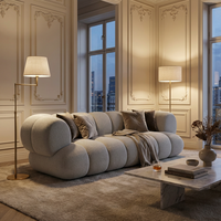 Canapé moderne gris clair en bouclette, canapé modulaire avec éponge haute densité